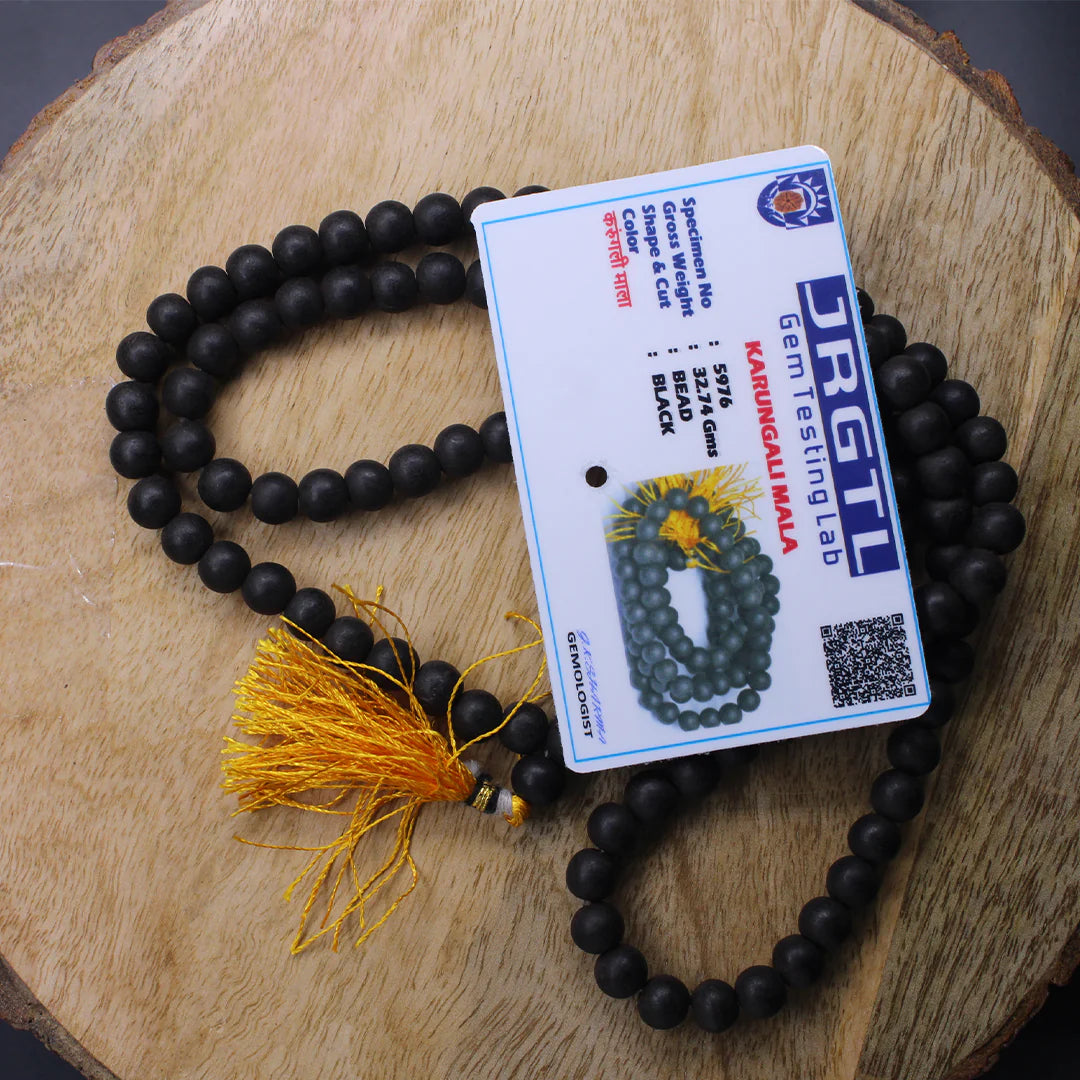 Original Karungali Malai 108-Beads Ebony Wood with Govt. Certified